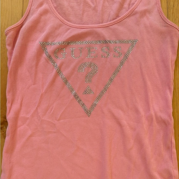 Guess Light Pink Tank Top with Bedazzled Logo - Picture 2 of 5